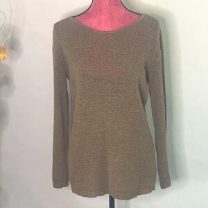 Rachel Zoe Karla Open Knit neutral fall sweater Taupe brown women Size L Classic